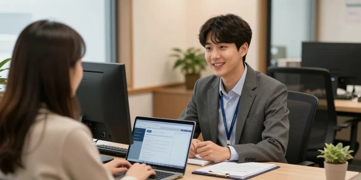 광주op trusted provider consulting with clients in community-focused office.