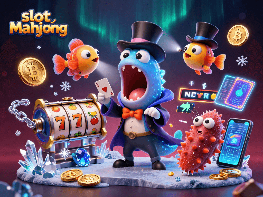 Engage with slot mahjong themed deep-sea characters showcasing vibrant 3D casino elements and magic tricks.