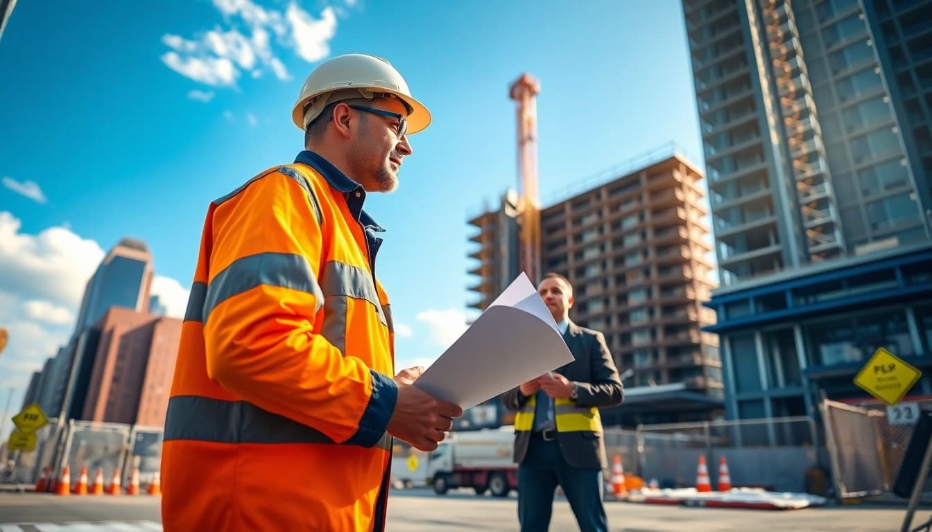 Engaged New York City Commercial General Contractor discussing plans at a construction site