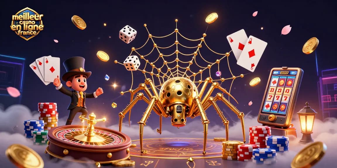 Admirez le meilleur casino en ligne France avec une illustration 3D dynamique et riche en détails.