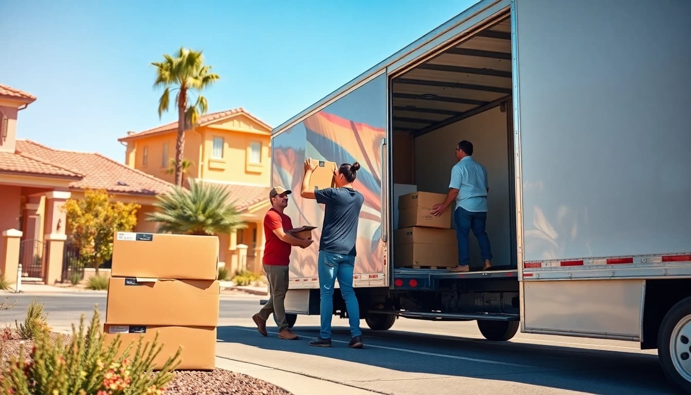 Movers Mesa AZ team efficiently transporting furniture in a sunny neighborhood.