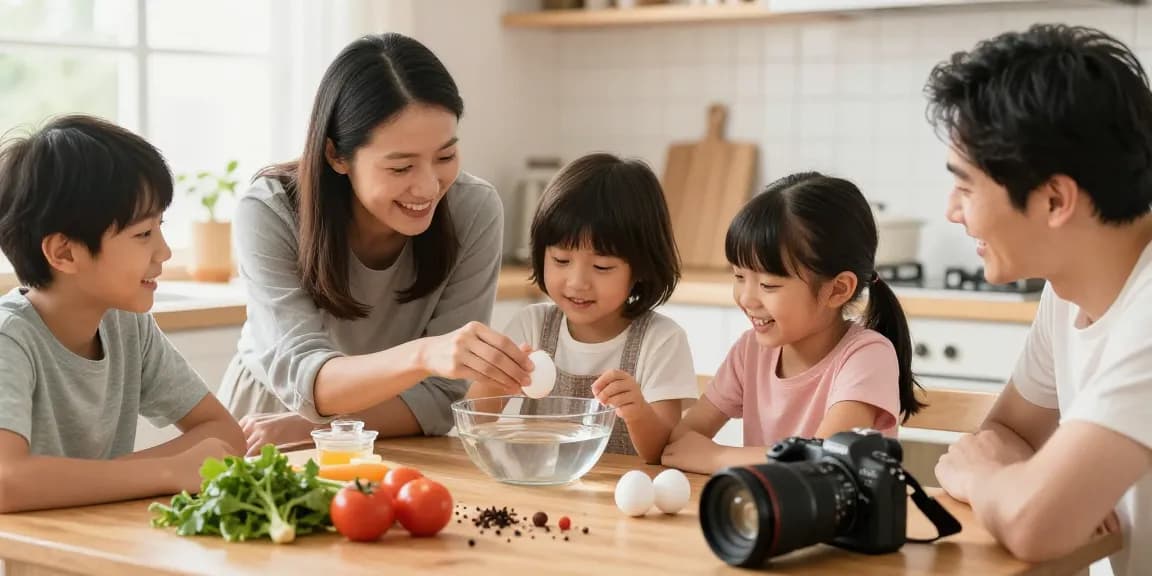 Uji kesegaran telur dengan metode Egg Float Test di https://www.eggfloattest.com/contact dalam suasana dapur yang hangat.