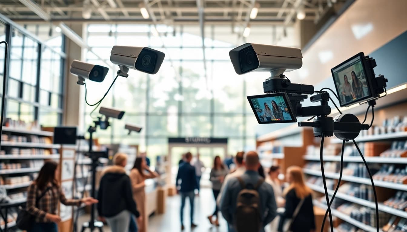 Retail video analytics monitoring customer behaviors in a modern retail environment.