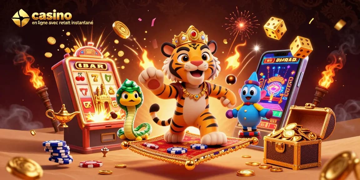Gagnez des gains sur un casino en ligne avec retrait instantané, affichant un décor fantasy riche et coloré.