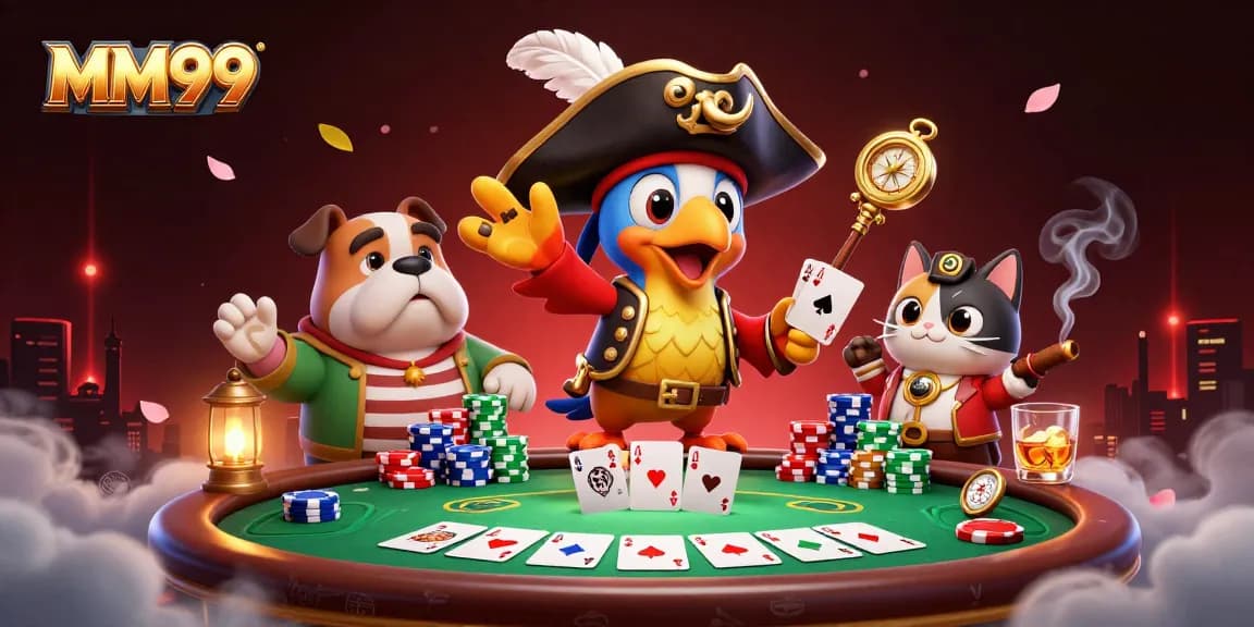 Engage in exciting poker action at MM99 with dynamic game elements and vibrant characters.