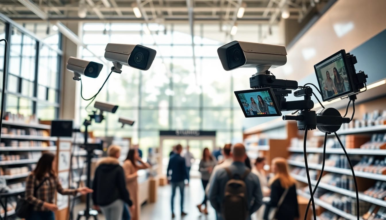 Retail video analytics monitoring customer behaviors in a modern retail environment.