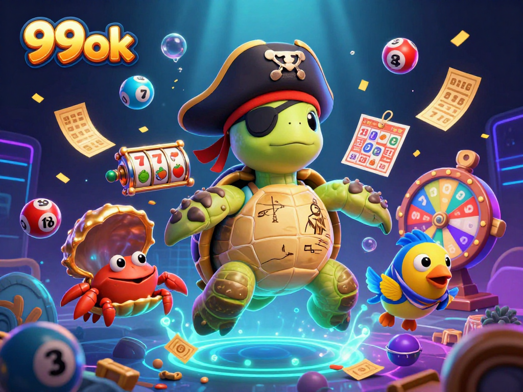 Engage with the thrilling 99ok pirate treasure hunt featuring vibrant animated casino elements.