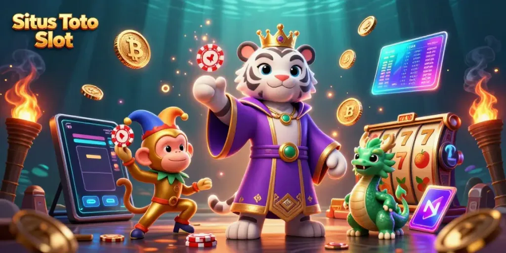 Slot Toto menampilkan Harimau Putih dan Monkey Emas di dunia judi virtual.