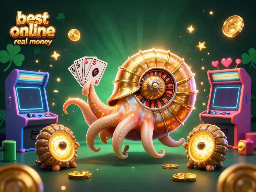 Experience the best online casino real money with thrilling games in a vibrant 3D casino illustration.