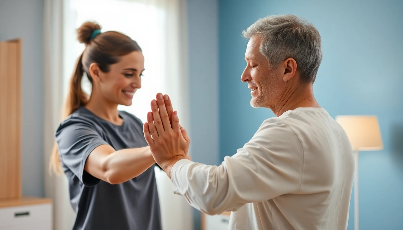 Detailed back pain treatment session showing a therapist assisting a patient with recovery.