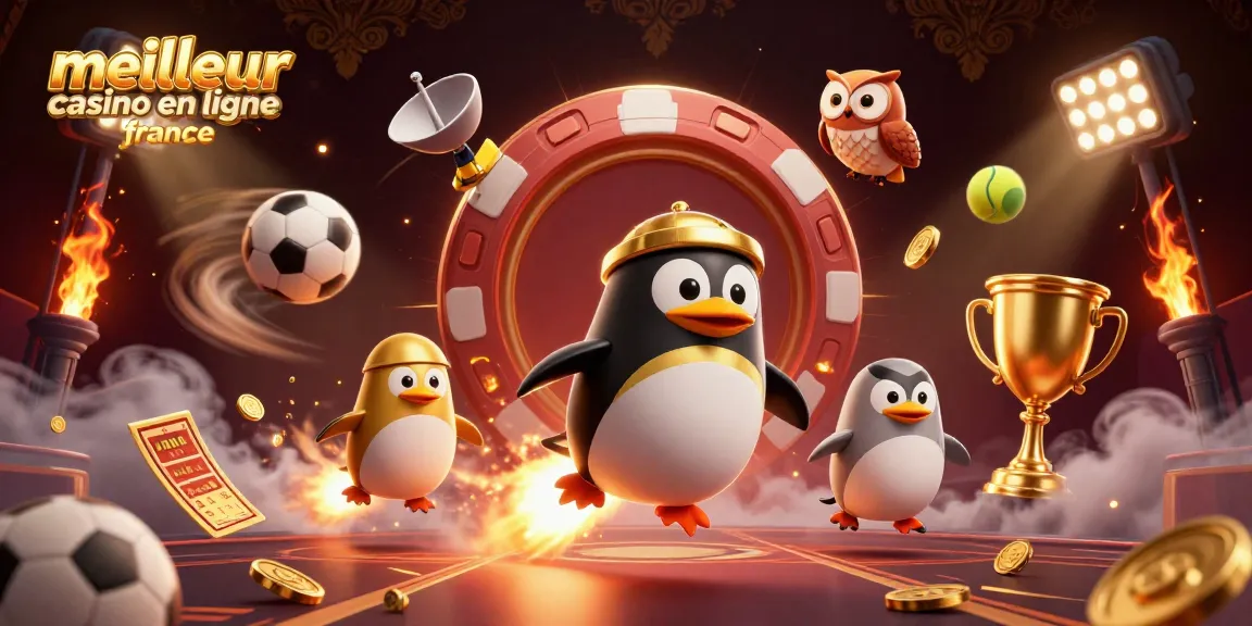 Vivez l'expérience du meilleur casino en ligne France avec une illustration captivante de personnages et d'éléments de jeu.