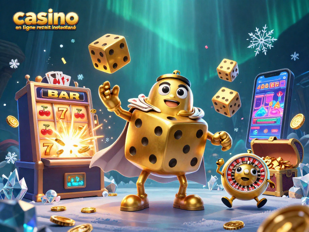 Venez découvrir les jeux de casino en ligne retrait instantané sur une illustration 3D ludique.