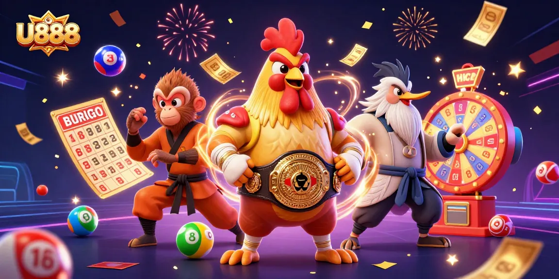 U888 players enjoying a vibrant casino atmosphere with dynamic game elements and thrilling characters.