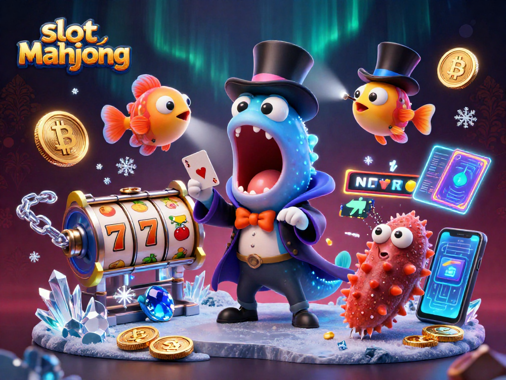 Engage with slot mahjong themed deep-sea characters showcasing vibrant 3D casino elements and magic tricks.