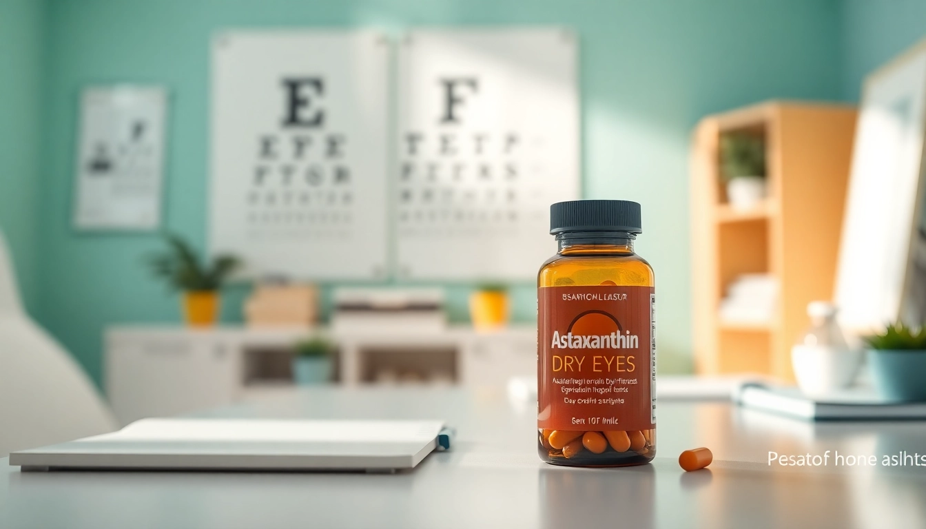 Boost your awareness of astaxanthin for dry eyes through an informative bottle display.
