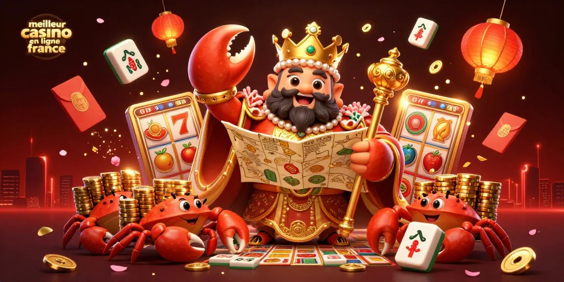 Découvrez les jeux excitants au meilleur casino en ligne France avec un crabe impérial et des jetons d'or.