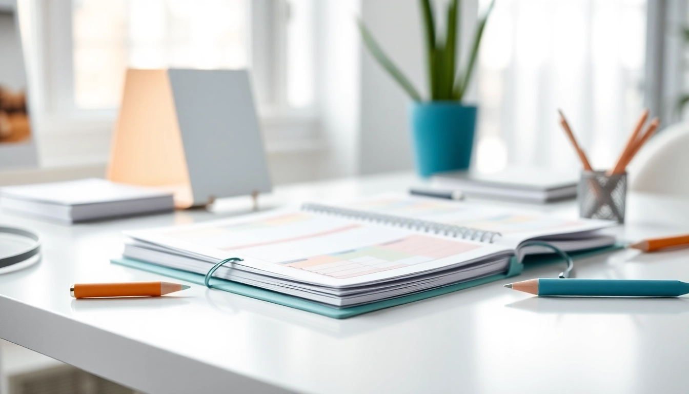 Get Your Free Planner Preview showcased with a stylish desk setup full of vibrant stationery