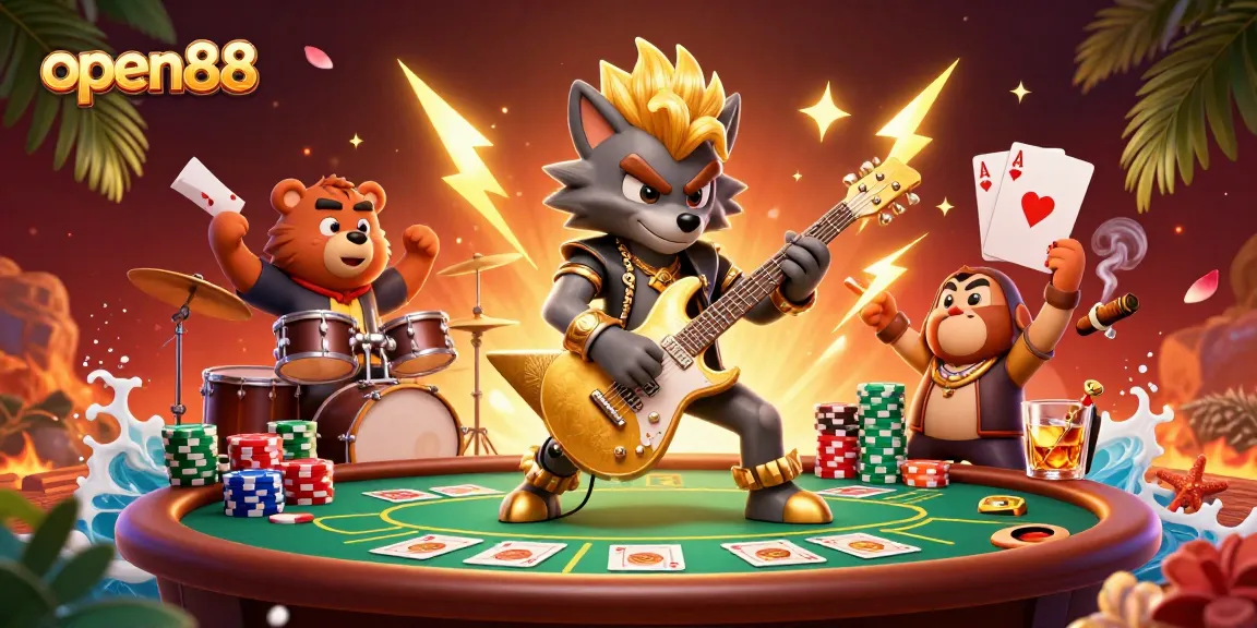 Experience thrilling fun at open88 with dynamic casino action and vibrant characters in 3D illustration.