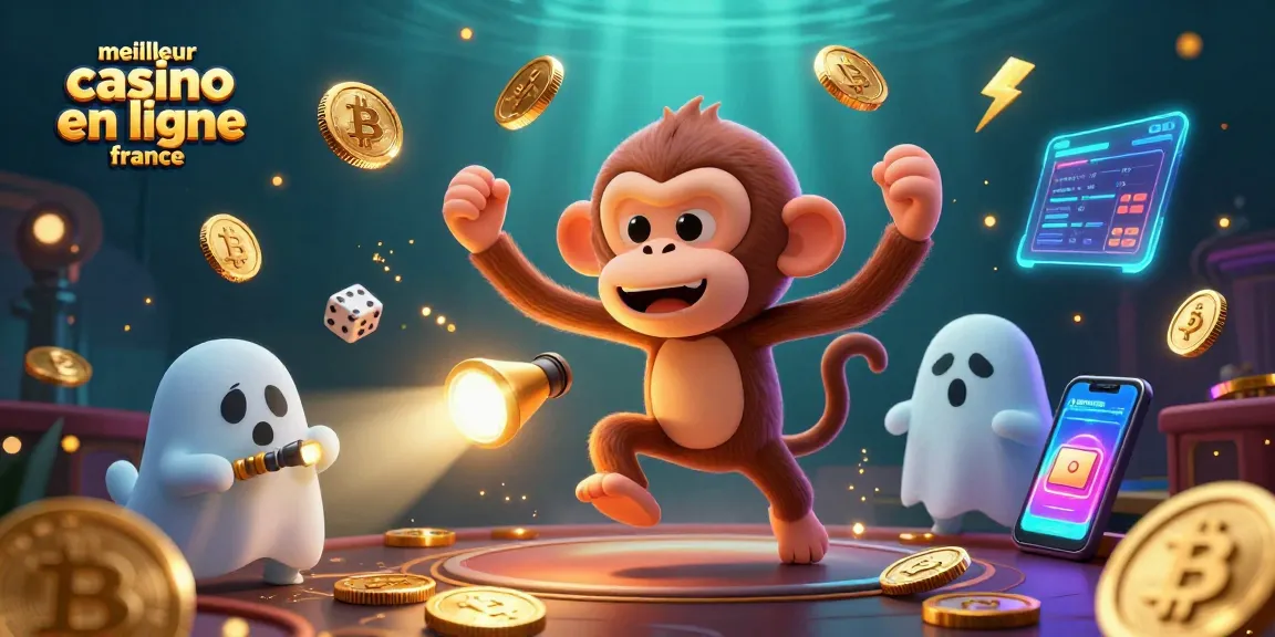 Jouez au meilleur casino en ligne France avec une illustration animée captivante de jetons et de pièces d'or.