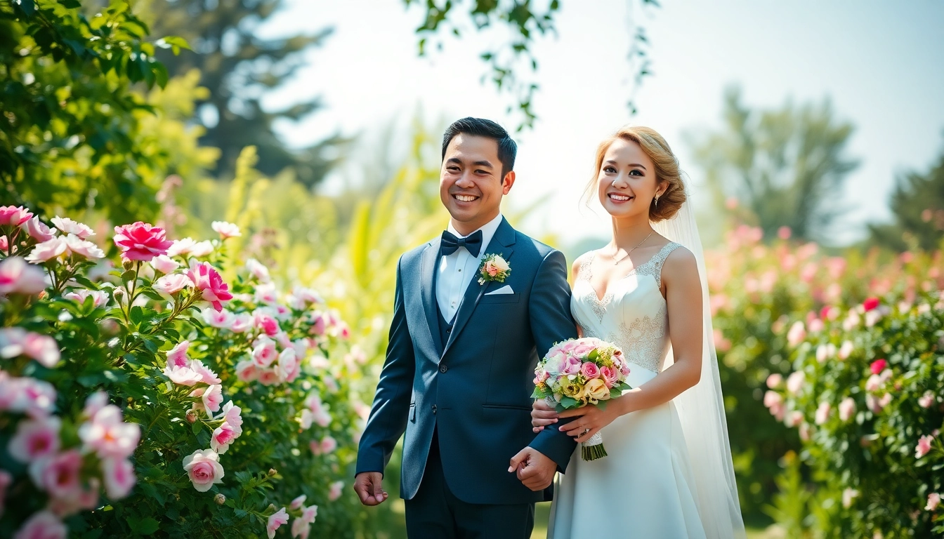 Wedding photographer Cambridge Ontario capturing a couple's joyful moment in a lush outdoor setting.