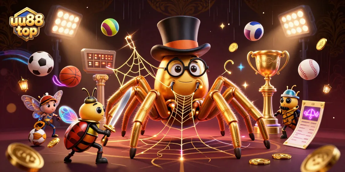Engage with the thrilling world of UU88 top through a vibrant 3D cartoon scene featuring dynamic gambling elements.