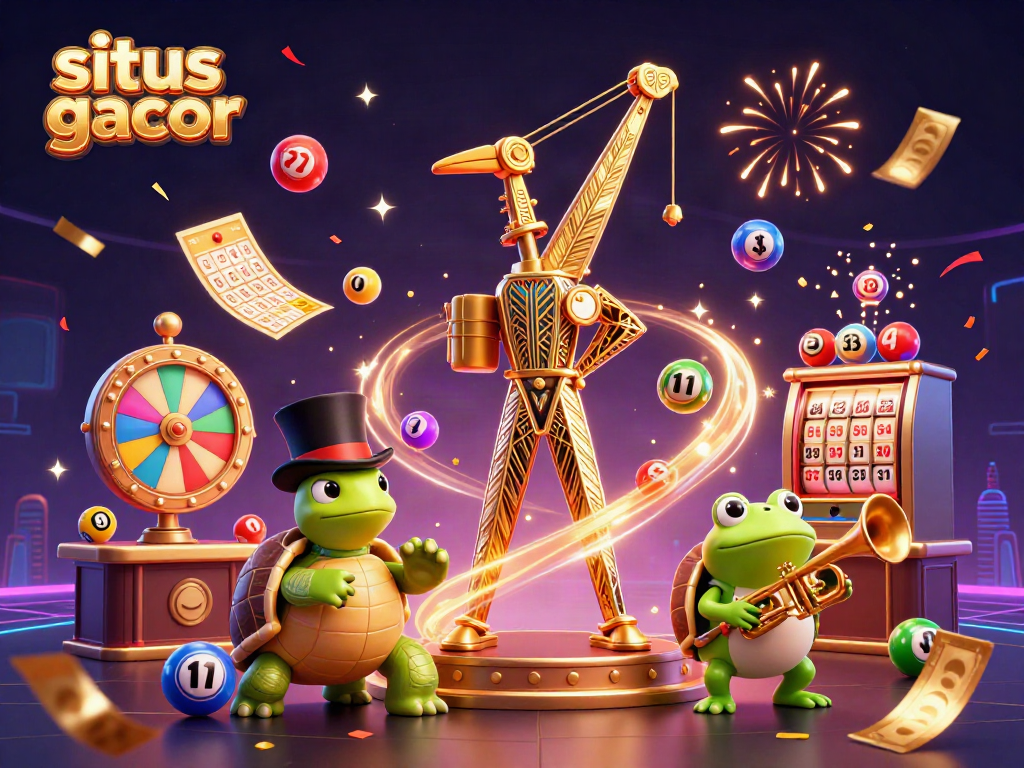 Engage with situs gacor themed fun at a lively speakeasy, featuring lottery balls and poker elements.