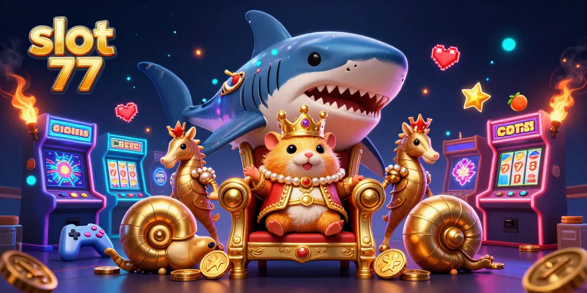 Engage with slot 77 and experience the thrilling gaming scene featuring a golden hamster king.
