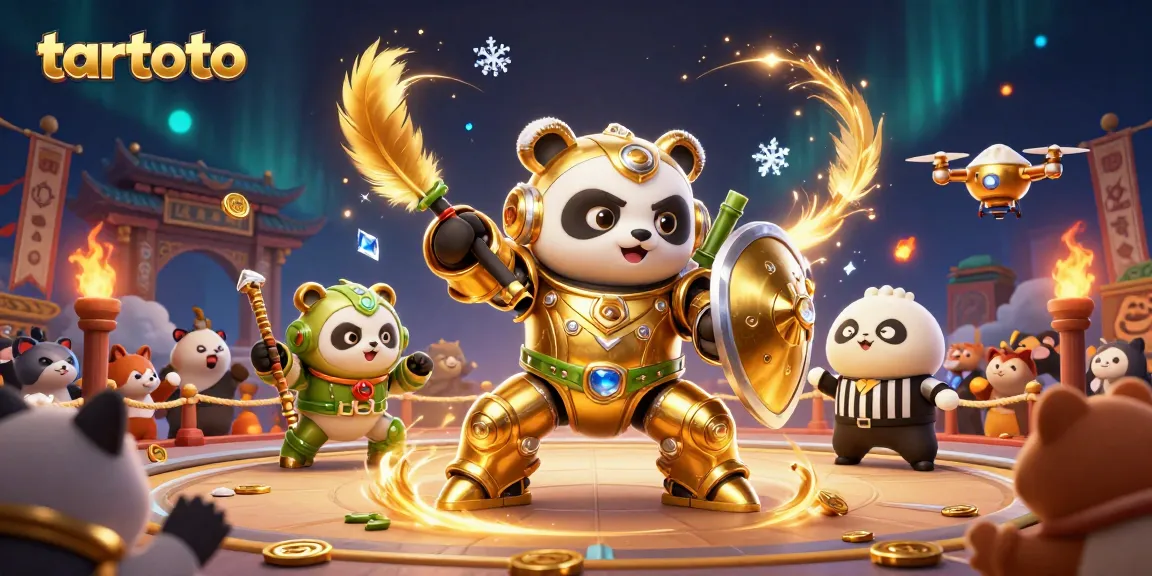 Experience winning thrills with tartoto's dynamic online casino illustration featuring a mech-suit panda!