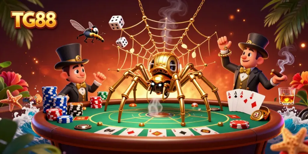 Meet TG88, the intriguing steampunk spider of chance, weaving its web of poker and excitement!