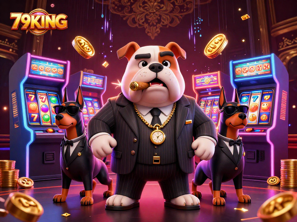 Experience the vibrant gambling action at 79KING with a mafia-themed casino scene filled with excitement.