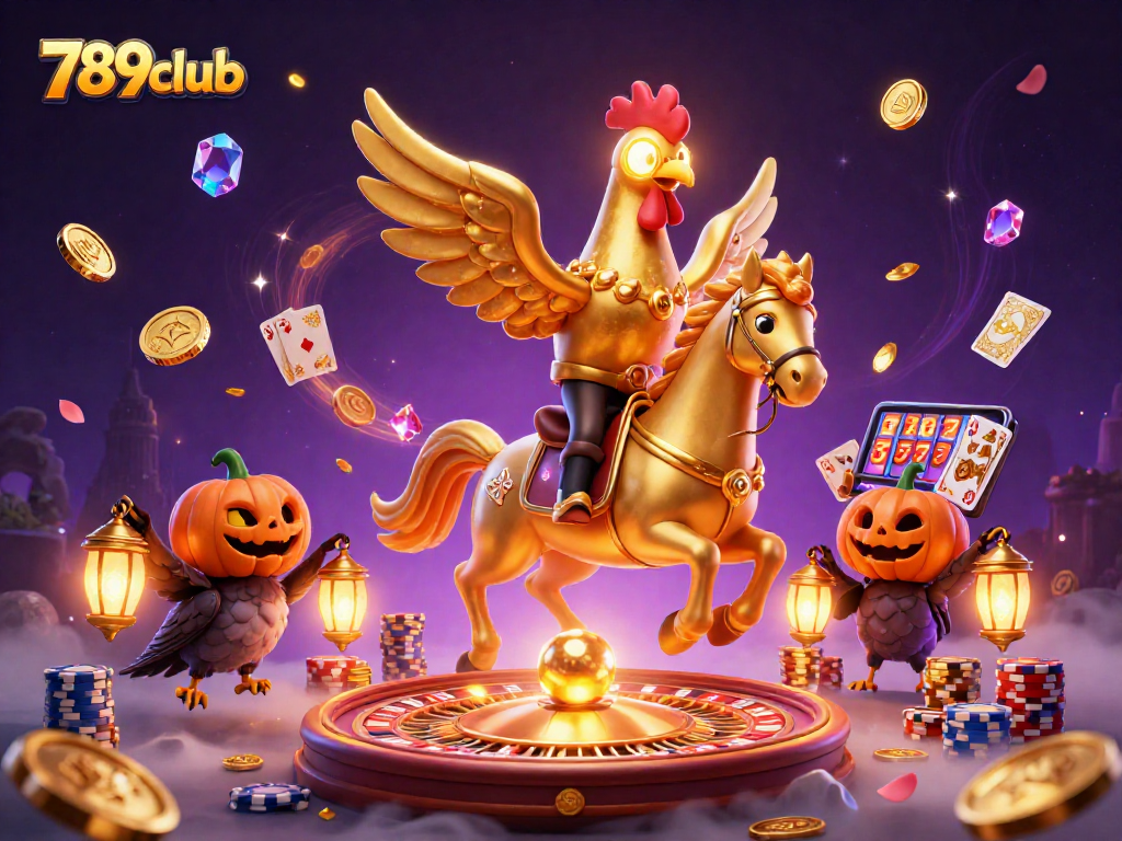 Join the excitement at 789club with a vibrant illustration of gaming, golden wins, and festive casino action.