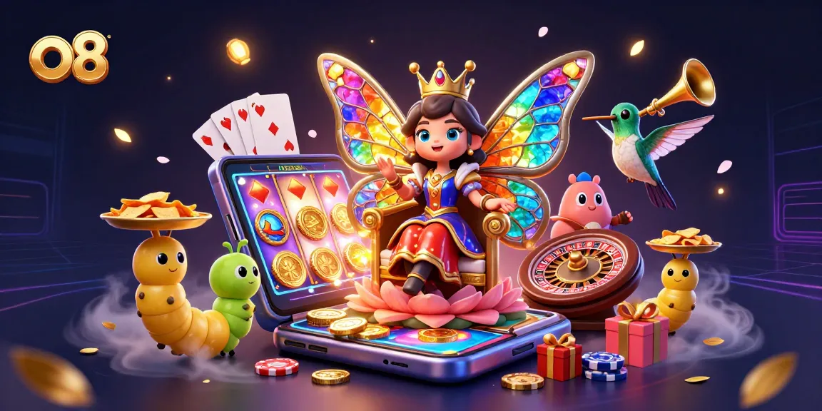 Engage in thrilling gambling experiences with o8 as the enchanting butterfly queen reigns over casino games.