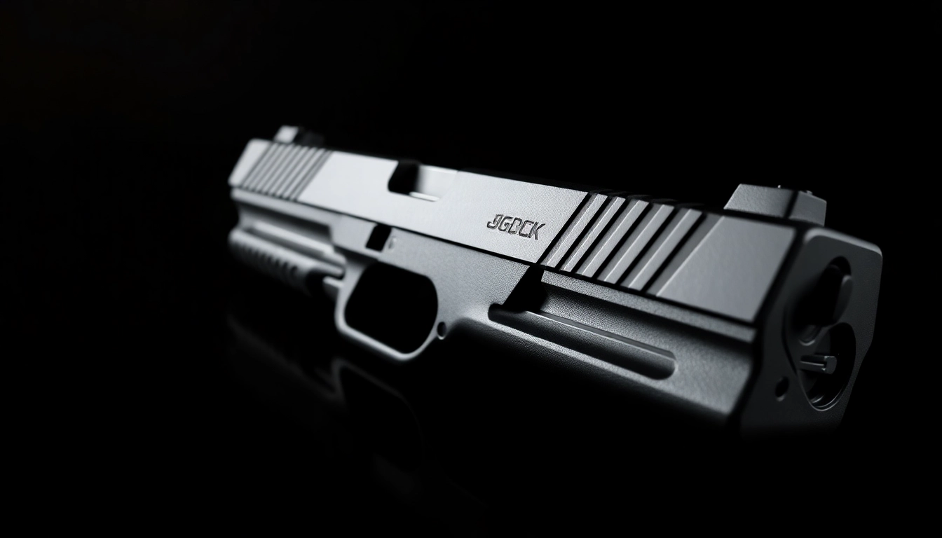 Showcasing a glock 17 slide with detailed metal texture and precise craftsmanship.