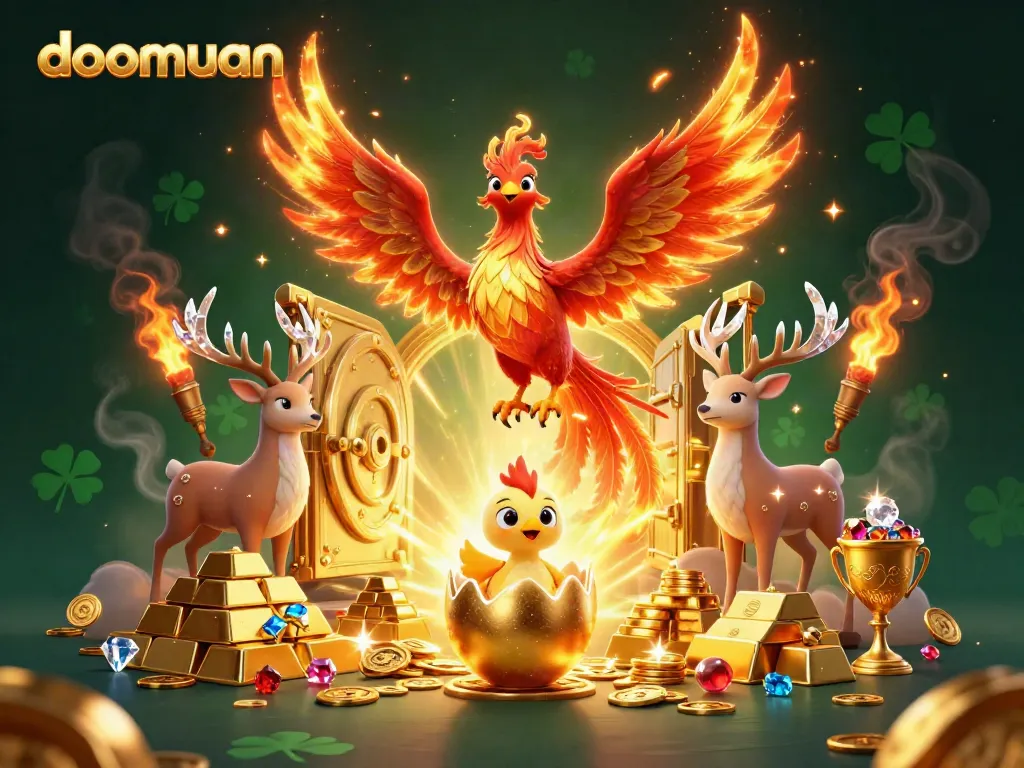Experience stunning 4K sports betting action with doomuan's vibrant phoenix illustration.