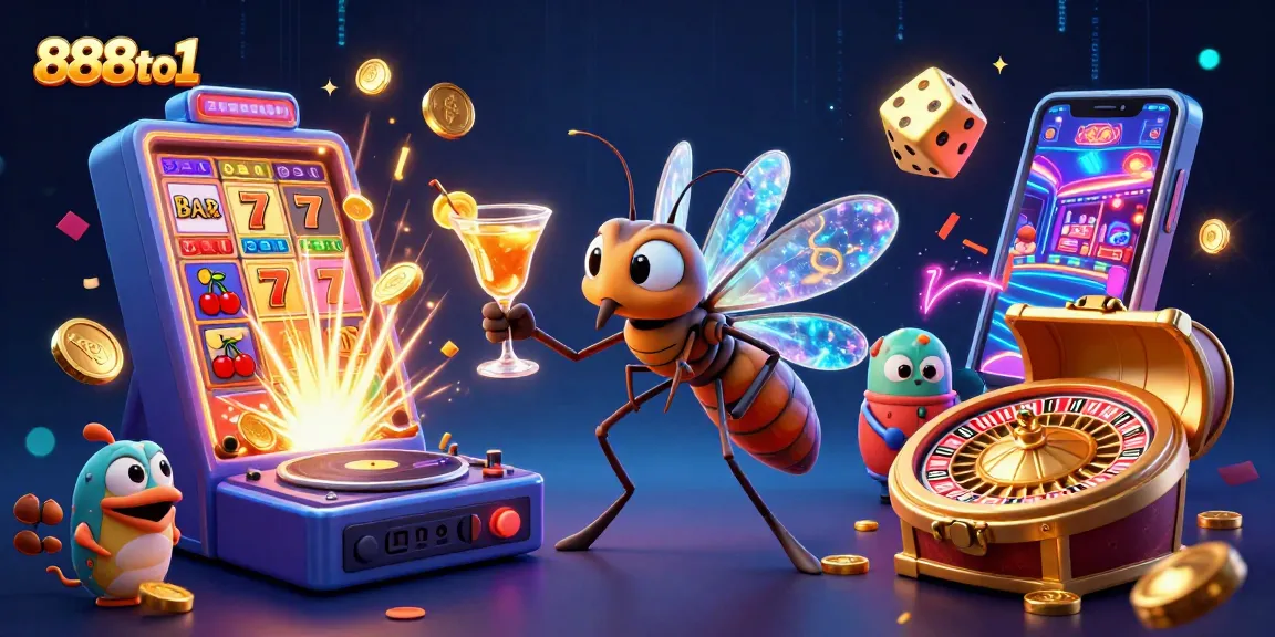 Spin the reels and win big at 888to1 with these vibrant casino elements and characters.