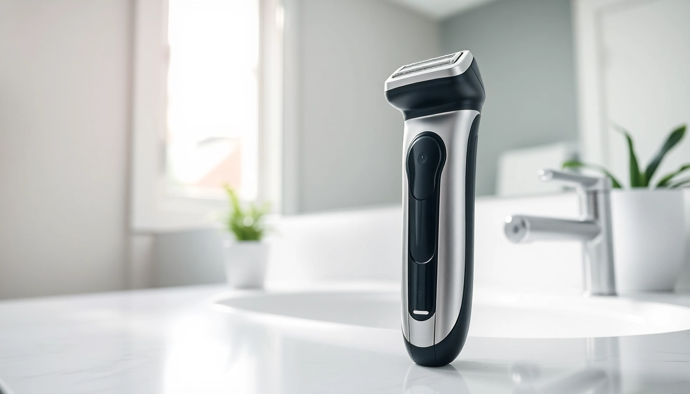 Close-up of one blade electric shaver highlighting its sleek design and ergonomic features.