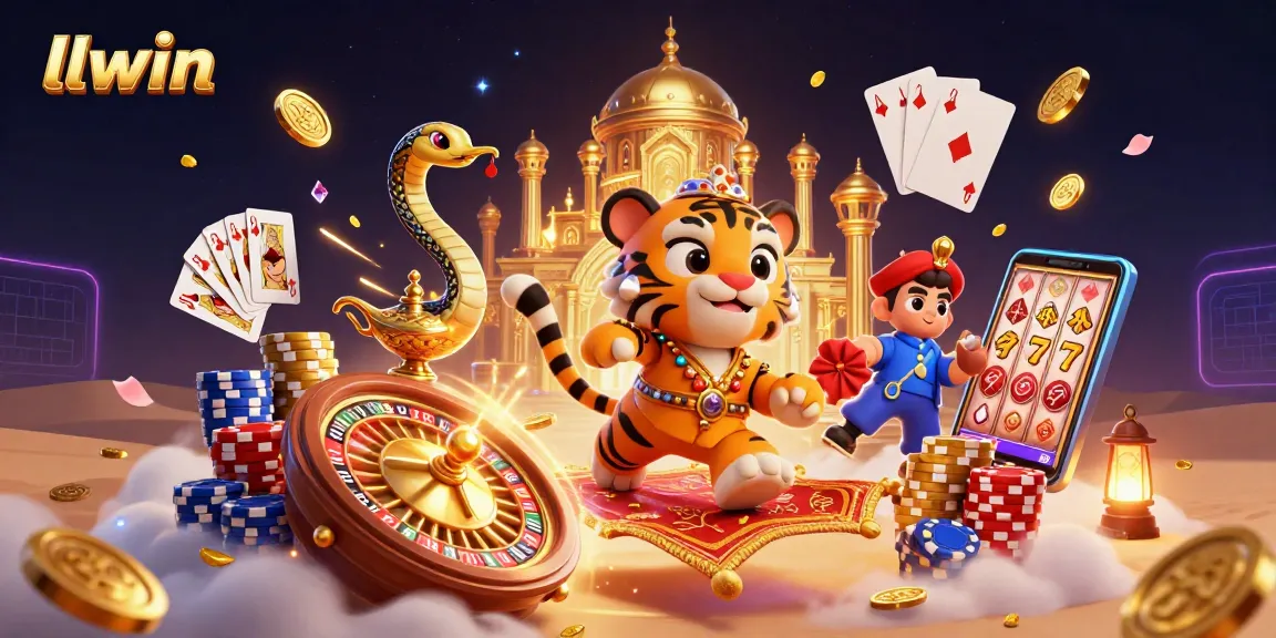 llwin offers an engaging casino experience with a 3D illustration of a sultan and treasures.