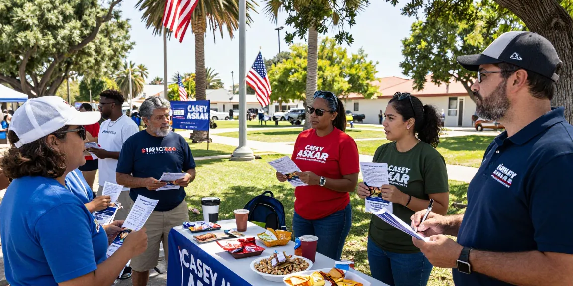 Community voters discussing Casey Askar's controversies in a park setting.