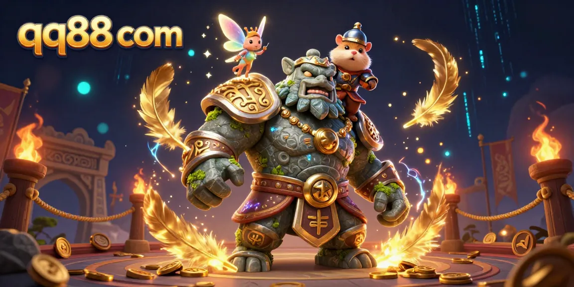 Engage with qq88 com's casino adventures through a vibrant 3D illustration of magic and strategy.