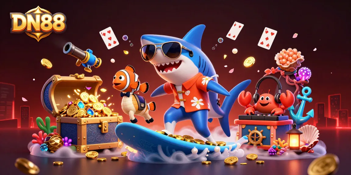 Surf with DN88's dynamic characters in a colorful underwater casino adventure.