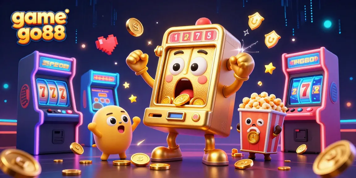 Experience the excitement of game go88 with a golden slot machine hitting a jackpot amidst vibrant casino elements.