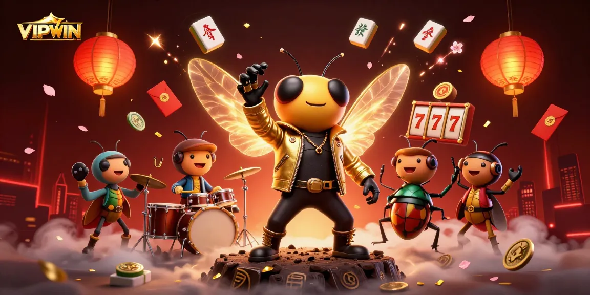 Experience the excitement of VIPWIN with a 3D casino scene featuring vibrant characters and dynamic elements.