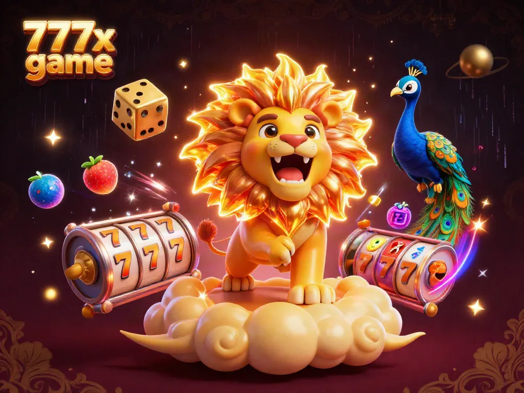 Play the dynamic 777x game in this engaging illustration showcasing vibrant casino themes and elements.