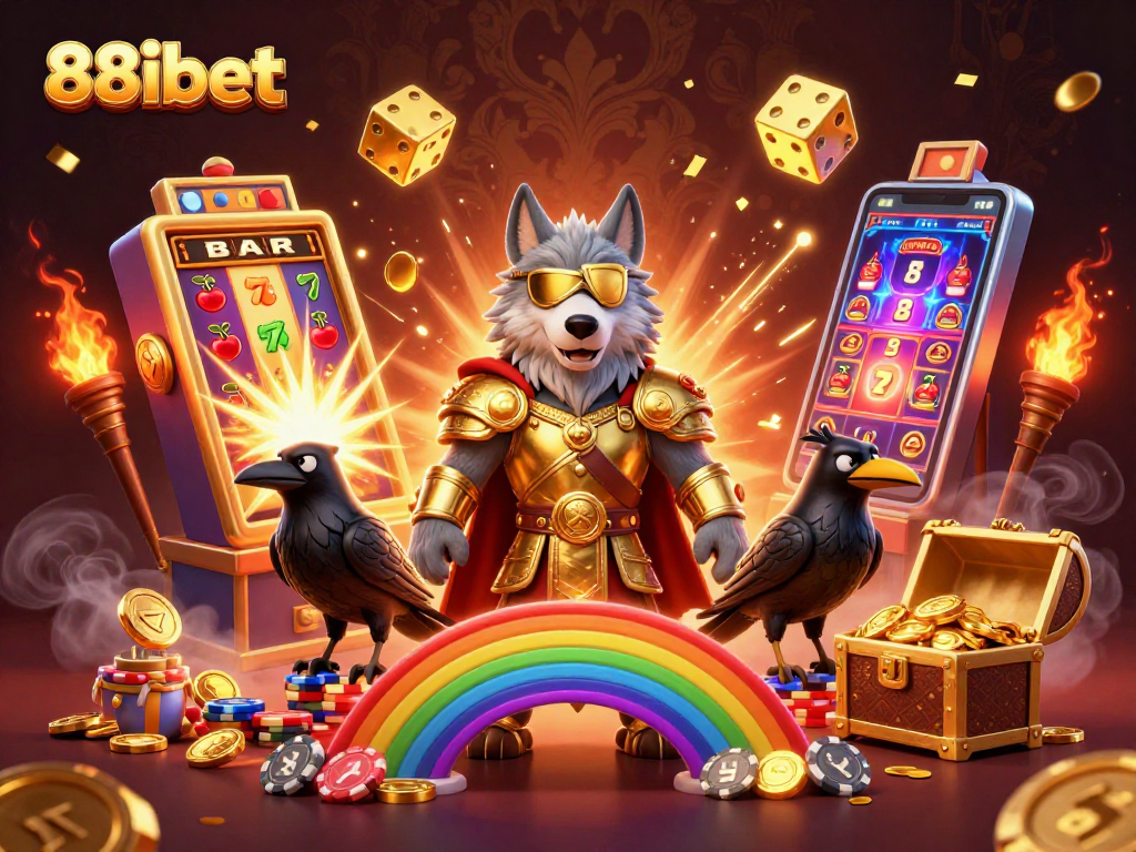 Experience the excitement of 88ibet with dynamic casino elements and vibrant 3D illustrations.