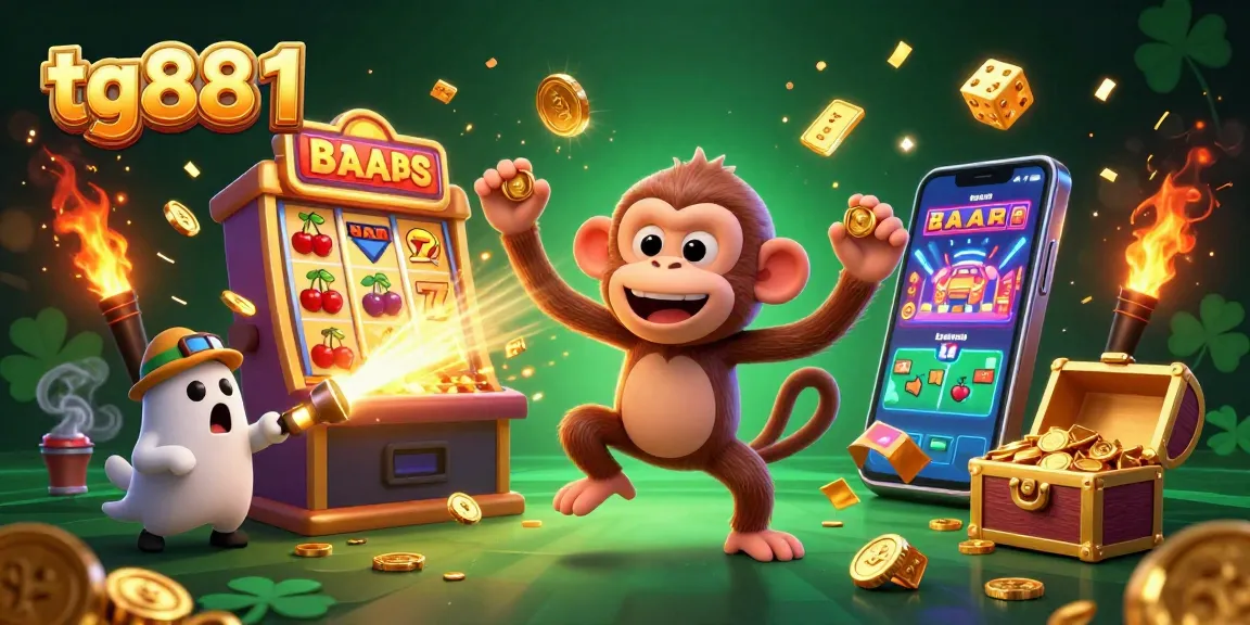 Experience the excitement at tg88 1 with a mischievous monkey juggling golden casino treasures.