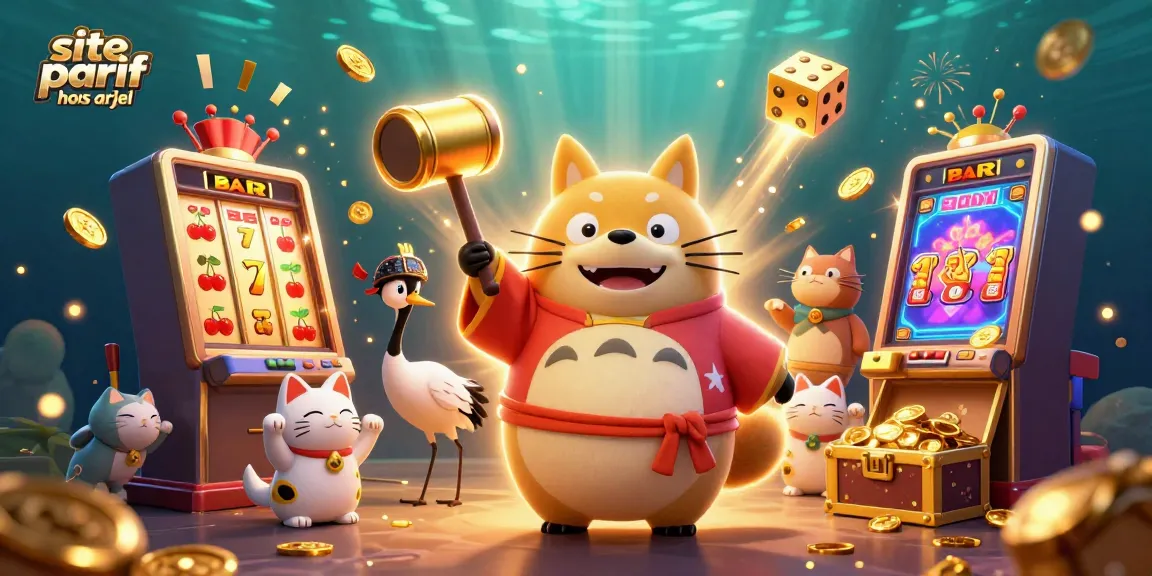 Découvrez le site paris sportif hors arjel avec un tanuki chanceux et des éléments de jeu dynamiques.