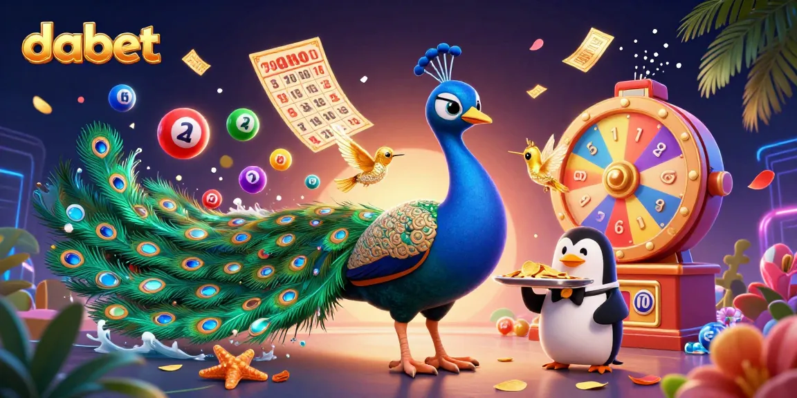 Dabet engages players with colorful lottery elements and rich casino visuals in this vibrant illustration.