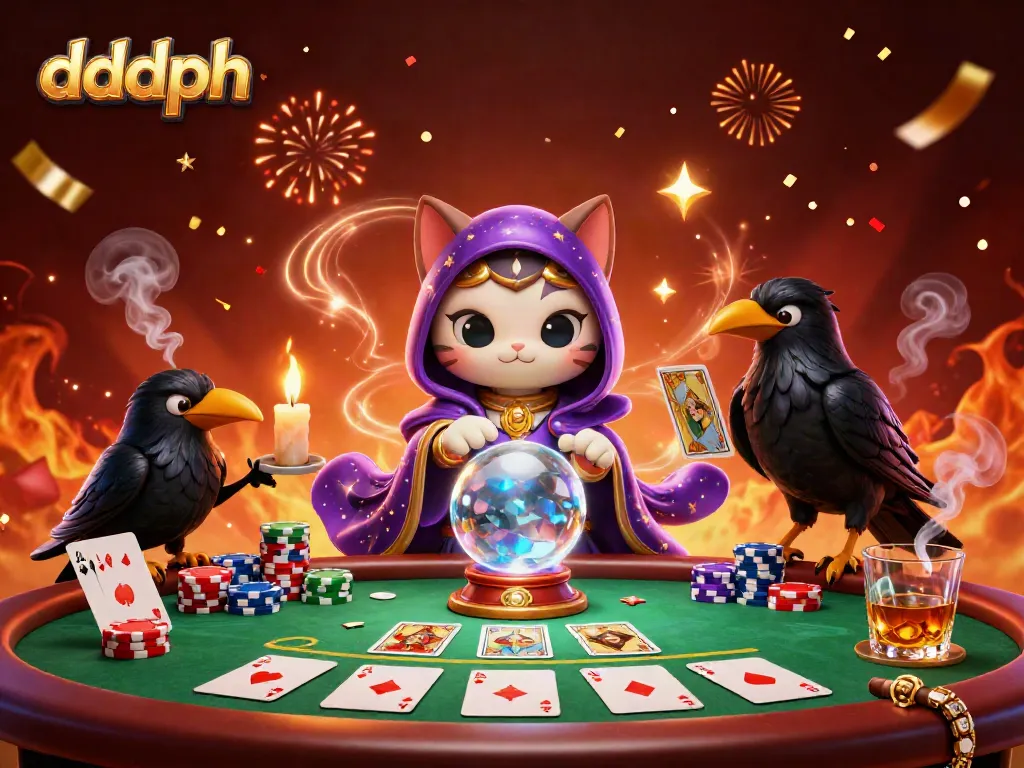 Experience thrilling wins with dddph in a mystical casino scene filled with cards and chips.