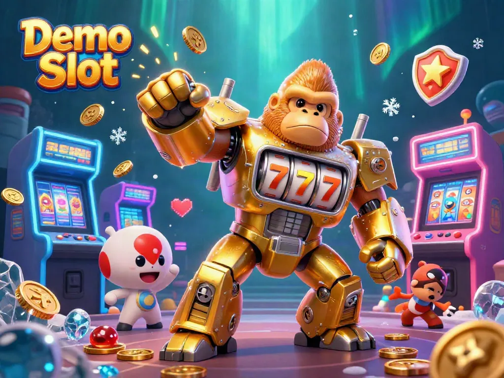 Join the fun with Demo Slot and unleash epic gaming adventures featuring a golden gorilla mech!